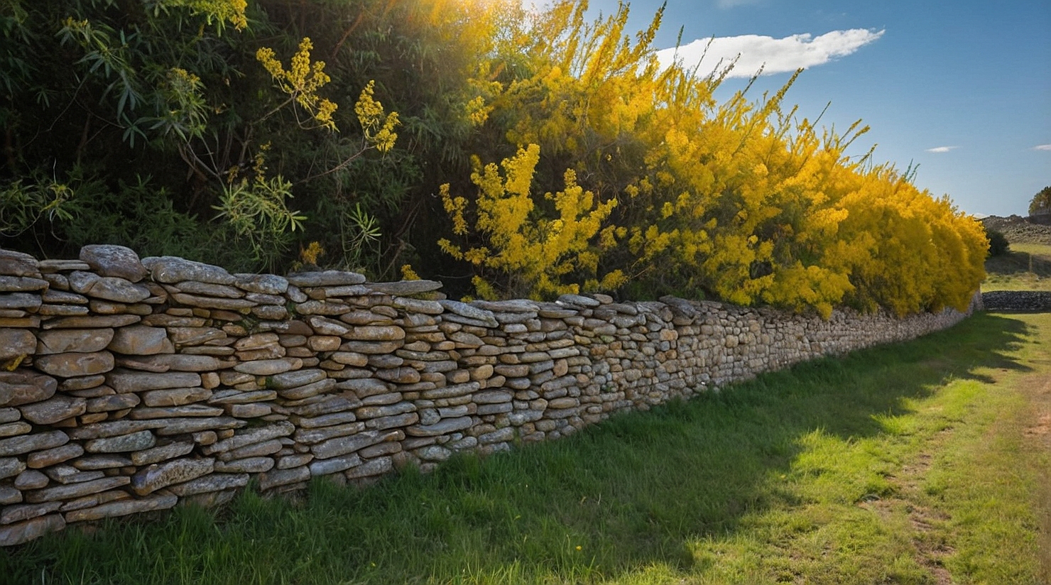 Ancient wattle fence and stone boundary wall