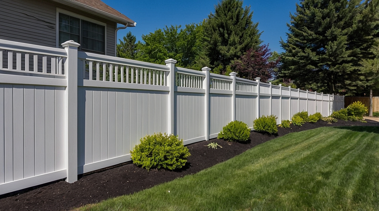 Finished vinyl fence showcasing professional craftsmanship and design