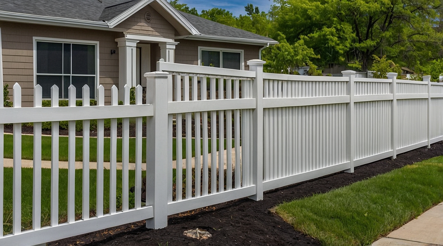 Home with increased curb appeal thanks to a newly installed vinyl fence